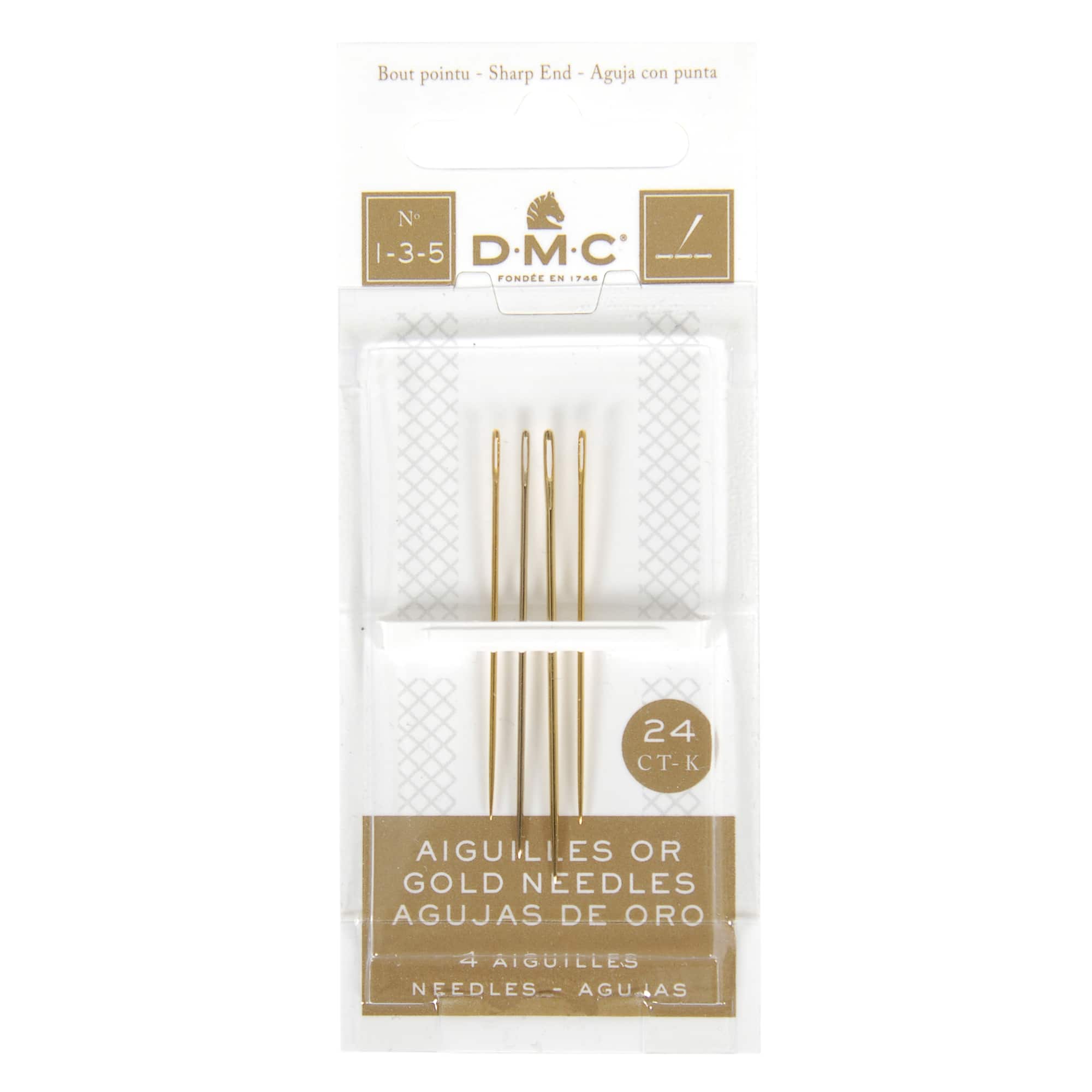 Gold Embroidery Needles, Size 1,3,5